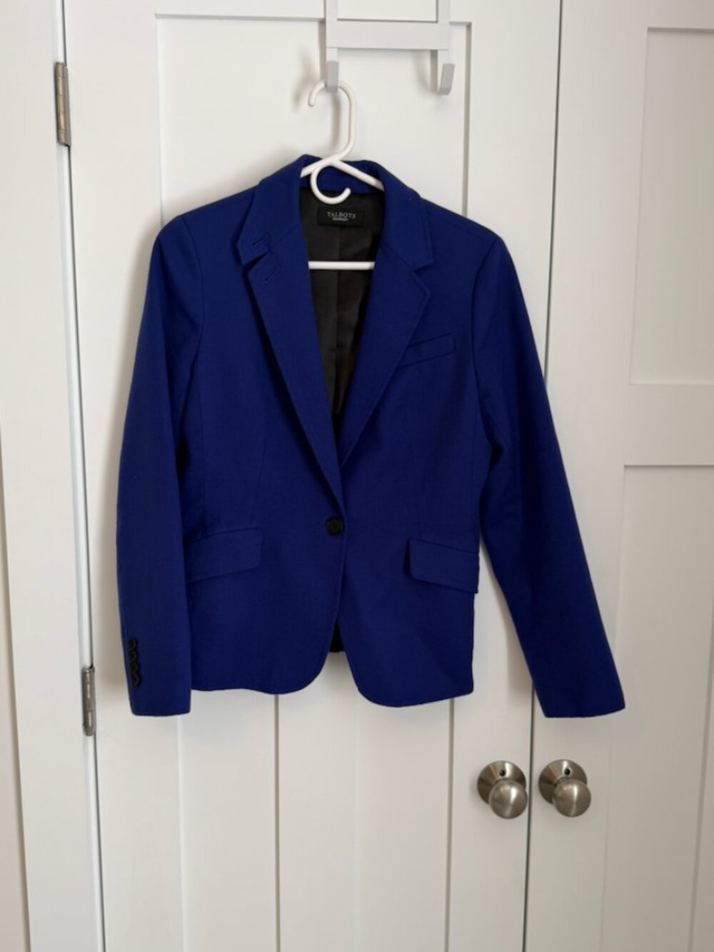 Talbots Blue Wool Blend Blazer Women's Size 6 One Button Career Jacket